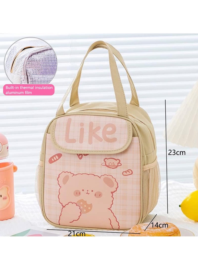 Cartoon Lunch Bag Durable Reusable Tote Bag Insulated Bag Reusable Tote Bag for Hot or Cold Work Suitable for Carrying Lunch Dinner to Office Picnic Travel Park and Outdoors (Brown Bear) - Image 2