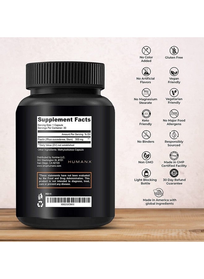 HUMANX Fisetin 500Mg 98% Pure Fisetin Supplement Usa Third Party Tested (Similar To Apigenin Luteolin Quercetin) Senolytic Activator Natural Polypheonols Nongmo Fisetin Capsules - Image 3
