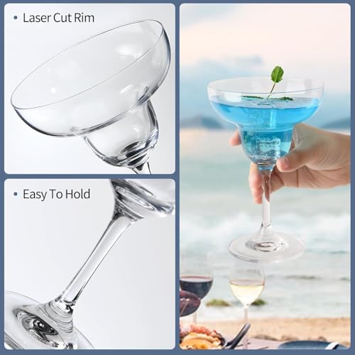 VILON Margarita Glasses Set of 6 | Cocktail Glasses with stem Crystal Glassware for Frozen, Martini, Mixing Cocktails | Classic Cocktail Glasses for Drinks, Clear (Margherita 180ML) - Image 3