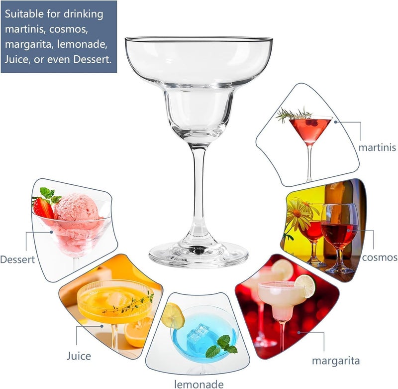 VILON Margarita Glasses Set of 6 | Cocktail Glasses with stem Crystal Glassware for Frozen, Martini, Mixing Cocktails | Classic Cocktail Glasses for Drinks, Clear (Margherita 180ML) - Image 4