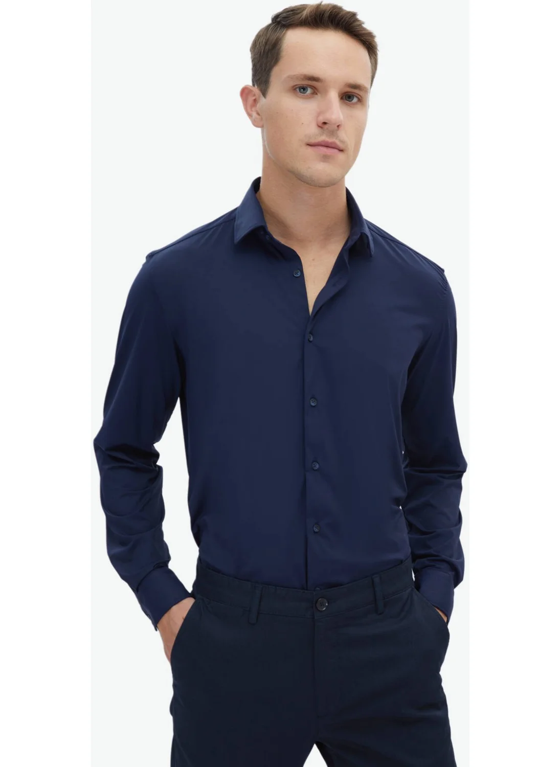 كيب Navy Blue Regular Fit Casual Shirt