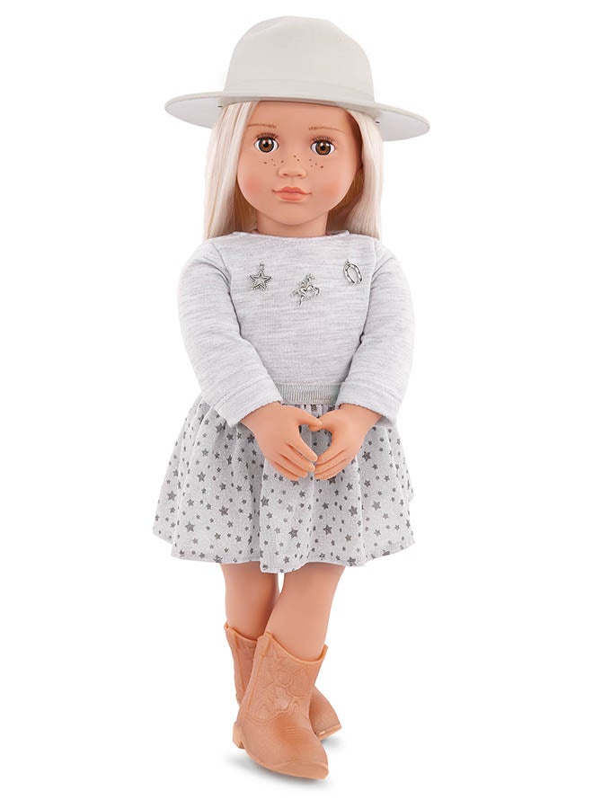 Our Generation Fashionable 18-inch Girl Doll with Pleated Skirt & Hat, Gifting Toys, Age 6+ years, Character-Abigale - Image 2