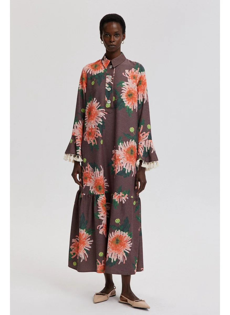 Touche Floral Patterned Natural Textured Dress