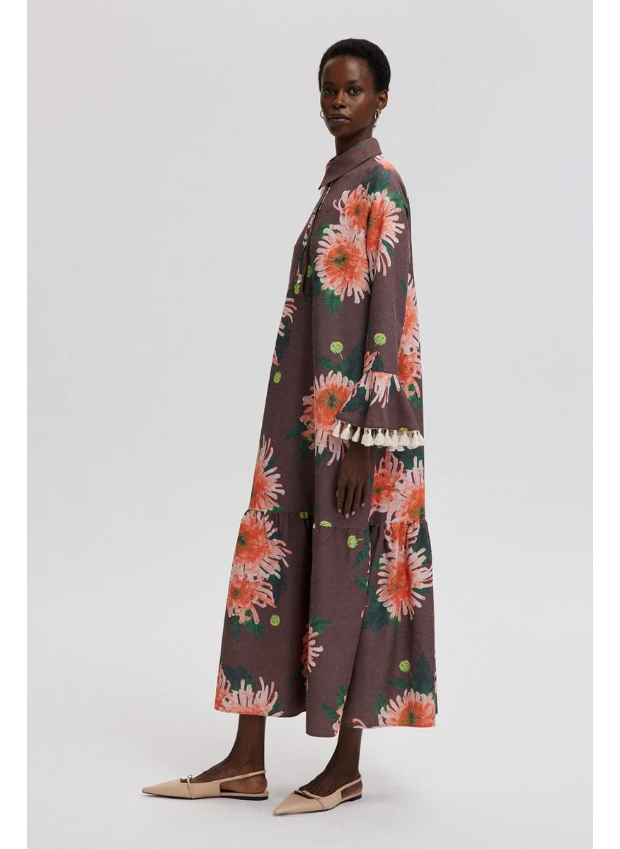 Touche Floral Patterned Natural Textured Dress