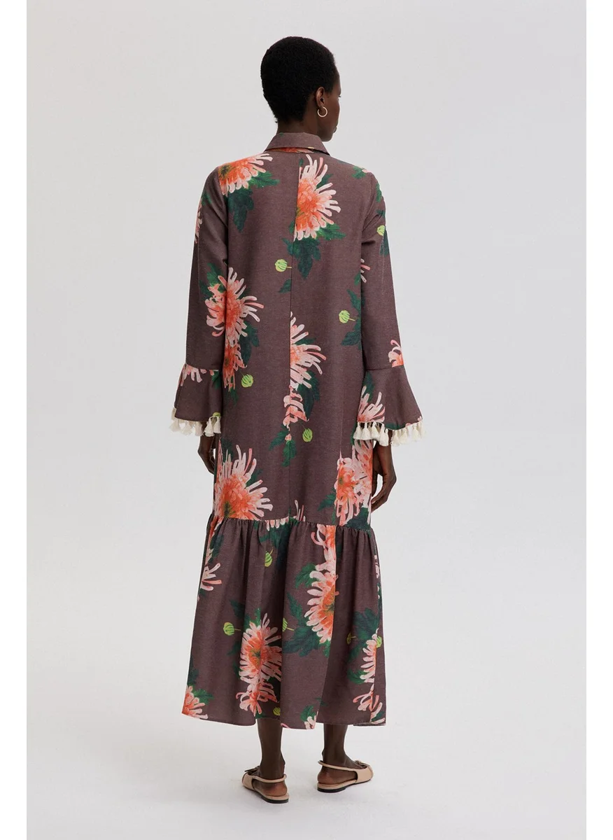 Touche Floral Patterned Natural Textured Dress