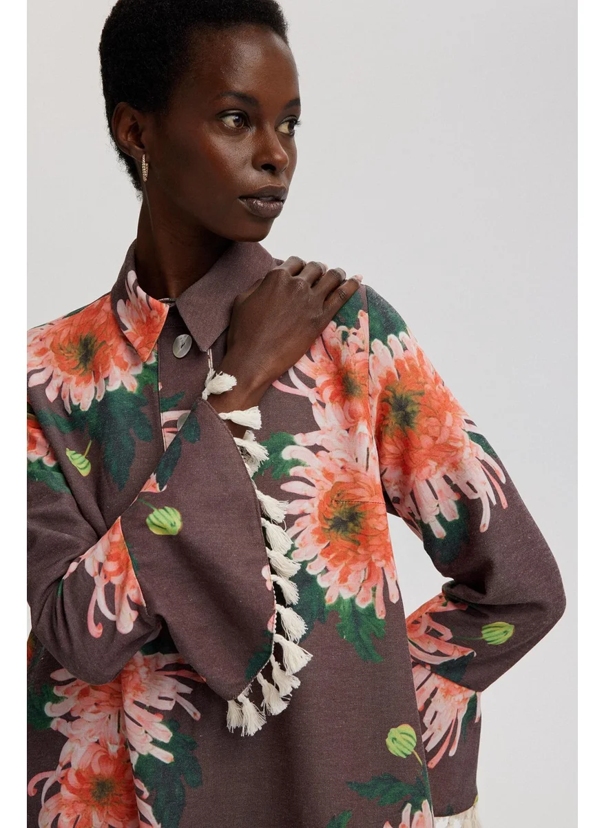 Touche Floral Patterned Natural Textured Dress
