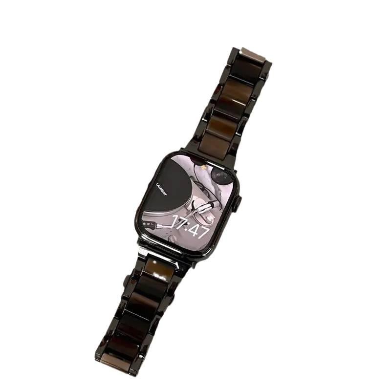 سوار ساعة ذكية معدني من الستانلس ستيل متوافق مع Apple Watch مقاس 42/44/45/49mm بتصميم رابط قابل للتعديل باللون الأسود - Image 5