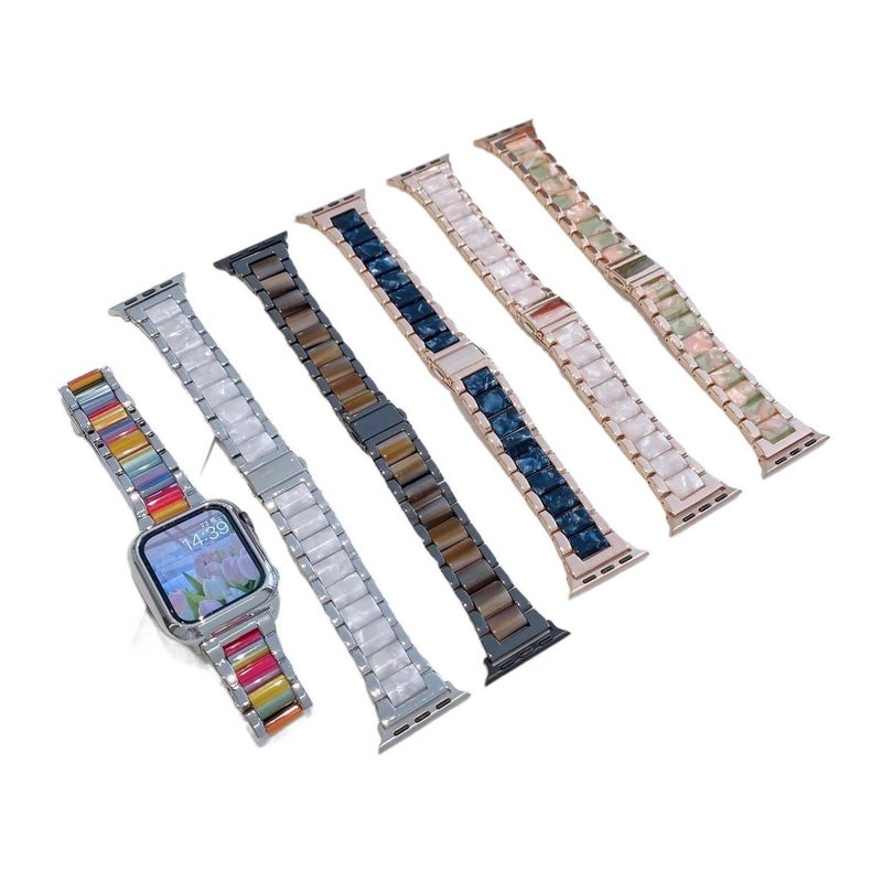 سوار ساعة ذكية معدني من الستانلس ستيل متوافق مع Apple Watch مقاس 42/44/45/49mm بتصميم رابط قابل للتعديل باللون الأسود - Image 2