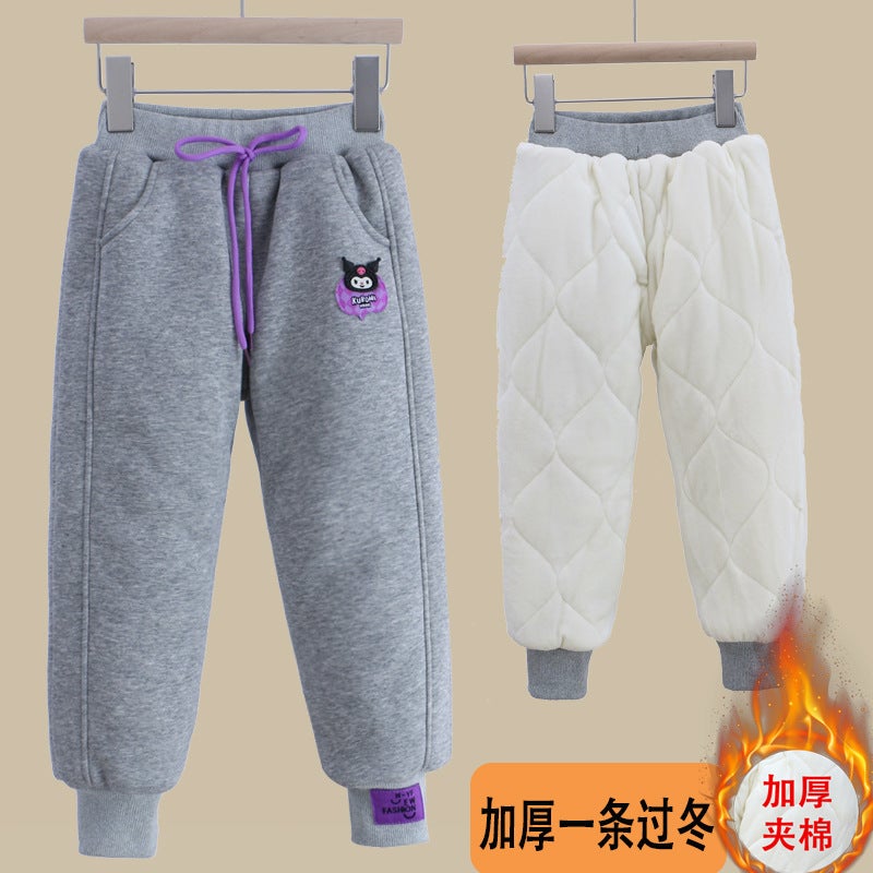 2024 Children'S Clothing Winter Clothing Children'S Sports Pants Girls' Long Pants Plus Velvet Thickened Padded Pants North A Pair Of Winter Pants - Image 1