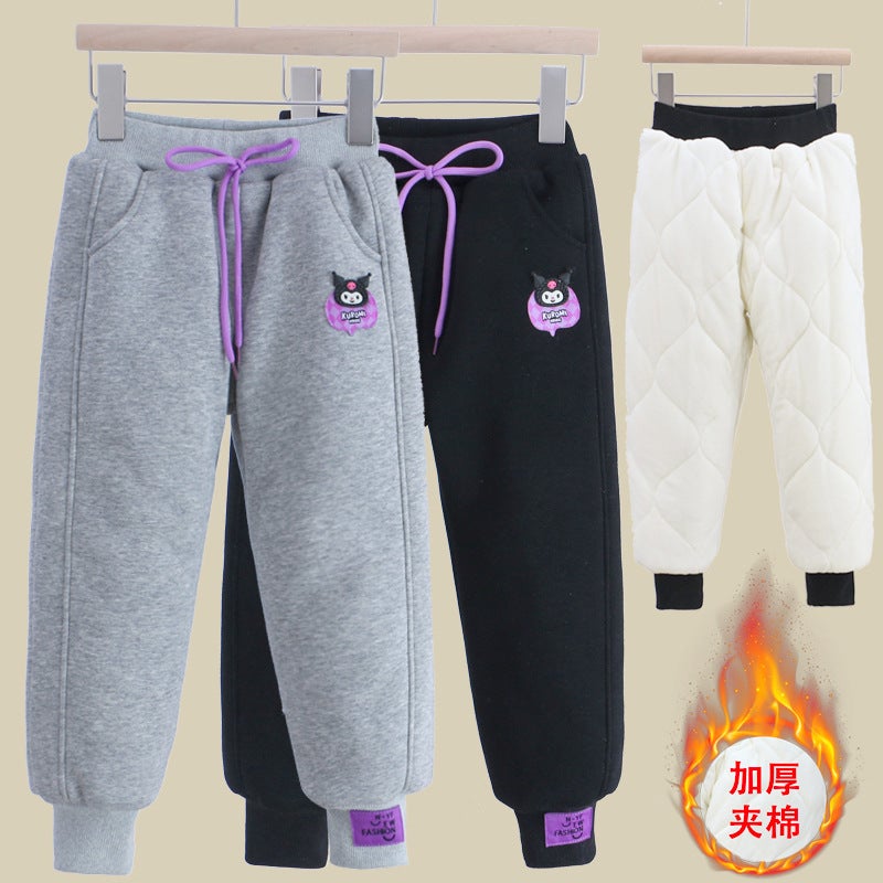2024 Children'S Clothing Winter Clothing Children'S Sports Pants Girls' Long Pants Plus Velvet Thickened Padded Pants North A Pair Of Winter Pants - Image 2