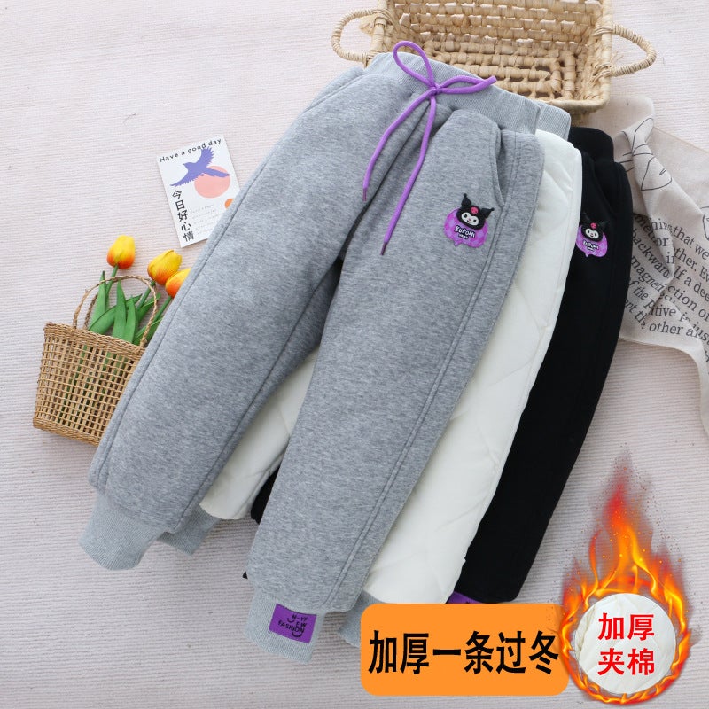 2024 Children'S Clothing Winter Clothing Children'S Sports Pants Girls' Long Pants Plus Velvet Thickened Padded Pants North A Pair Of Winter Pants - Image 3