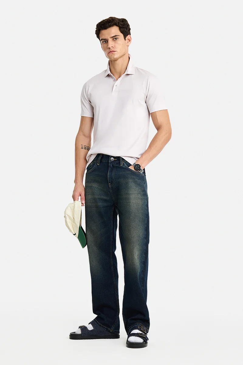 سنيتش Peach Solid Half Sleeve Slim Fit Casual T-Shirt
