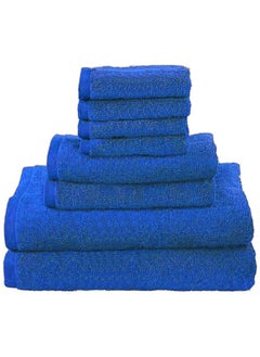 MAXQON 8-Pieces Towel Set - 100% Cotton 600 GSM, 2xBath Towel(70x140cm), 2xHand Towel(45x75cm), 4xFace Towel(30x30cm), Highly Absorbent Super Durable, Color-Blue  - Image 1