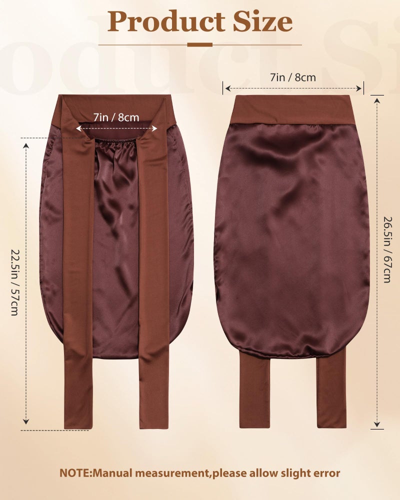 CHLINS 100% Mulberry Silk Bonnet for Sleeping Women Braid Bonnet for Long Hair with Elastic Tie Band Hair Wrap for Braids Curly Hair - Image 2