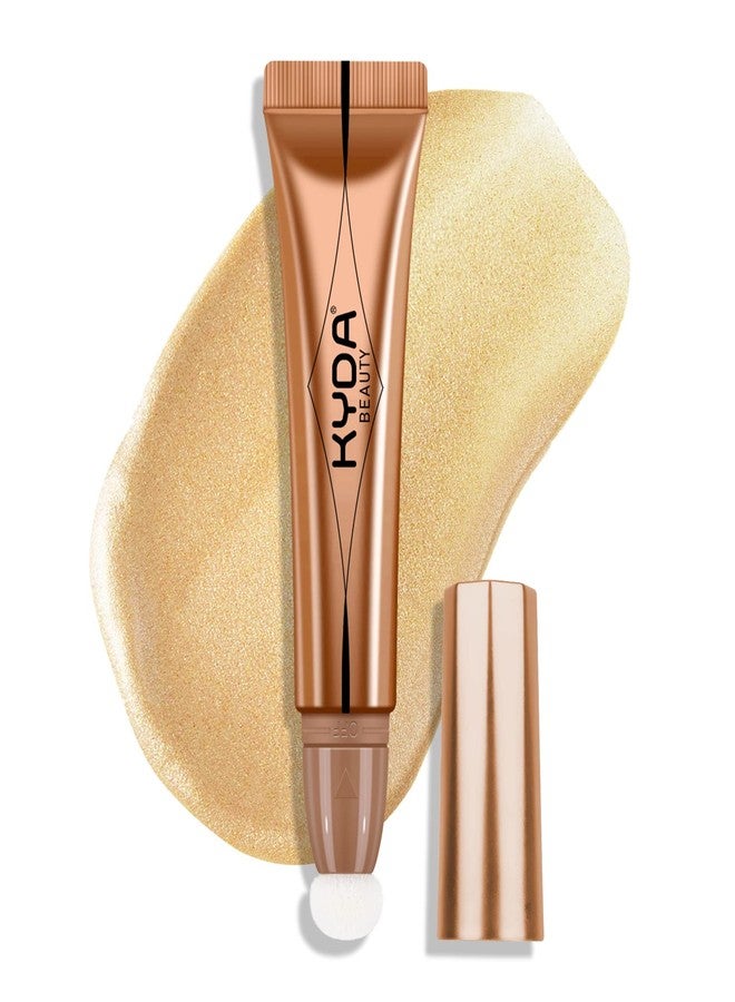 KYDA Highlighter Beauty Wand, Face Illuminator with Cushion Applicator, Natural Glossy Finish, Silky Smooth Cream, Face Highlighter Bronzer Makeup, Lightweight Blendable-Golden - Image 1