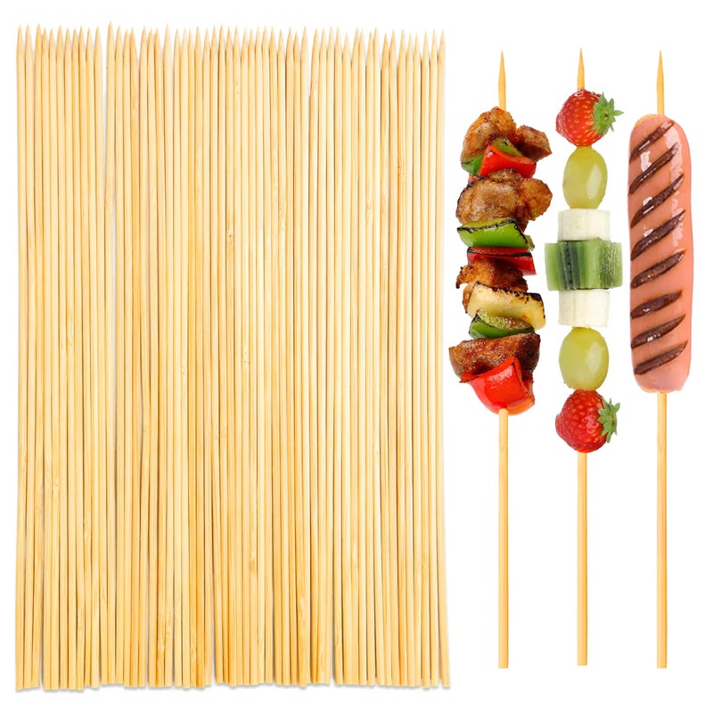 Wooden Skewers Collection - Long-lasting bamboo sticks ideal for shish taouk, BBQ, cake toppings, chocolate fondues, and fruit skewering, providing reliable support and flavor infusion (Pack 180 pcs) - Image 1