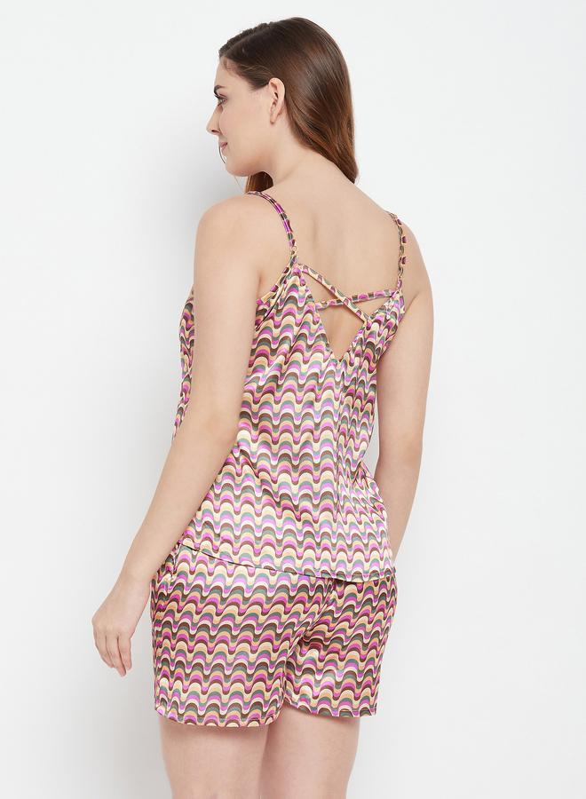 Clovia Printed Strappy Top and Shorts Pyjama Set - Image 4