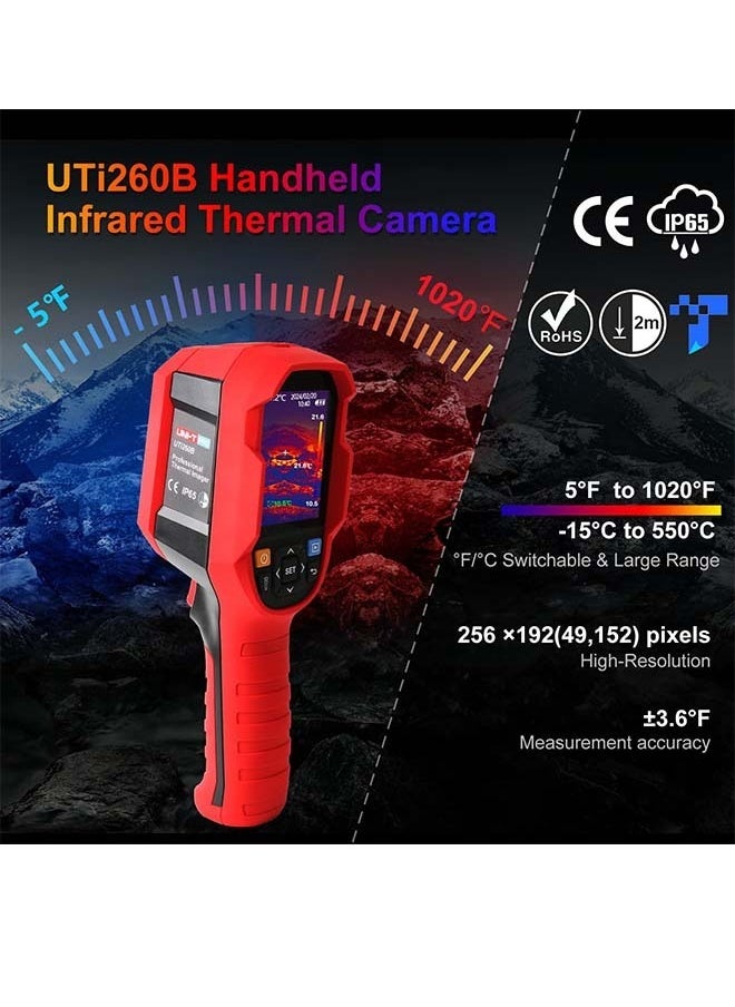 يوني تي - UNI-T UTi260B كاميرا حرارية تصوير 49152 بكسل 256x192 دقة الأشعة تحت الحمراء كاميرا محمولة تعمل بالأشعة تحت الحمراء التصوير الحراري IP65 2 متر قطرة قابلة للشحن - Image 1