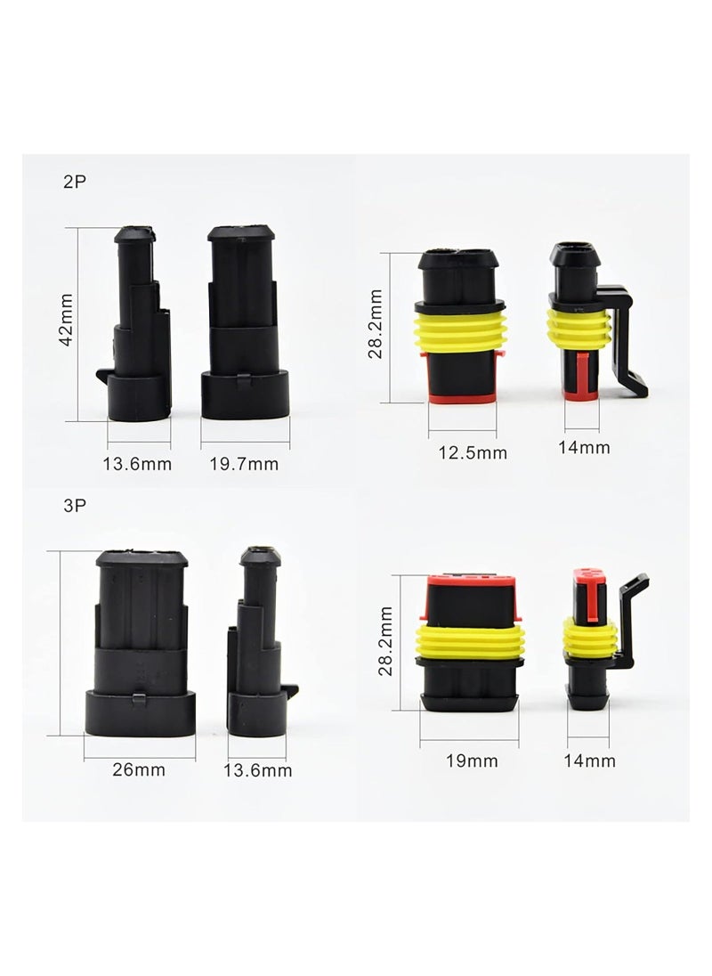 Generic - 2 Pin Way Waterproof Electrical Connectors HID Plug 1.5mm Series Terminals for Submarine, Car, Truck, Boat, Electrical Wire Connector, Male Female Plug Socket Disconnect Waterproof Plug Play (20PCS) - Image 1