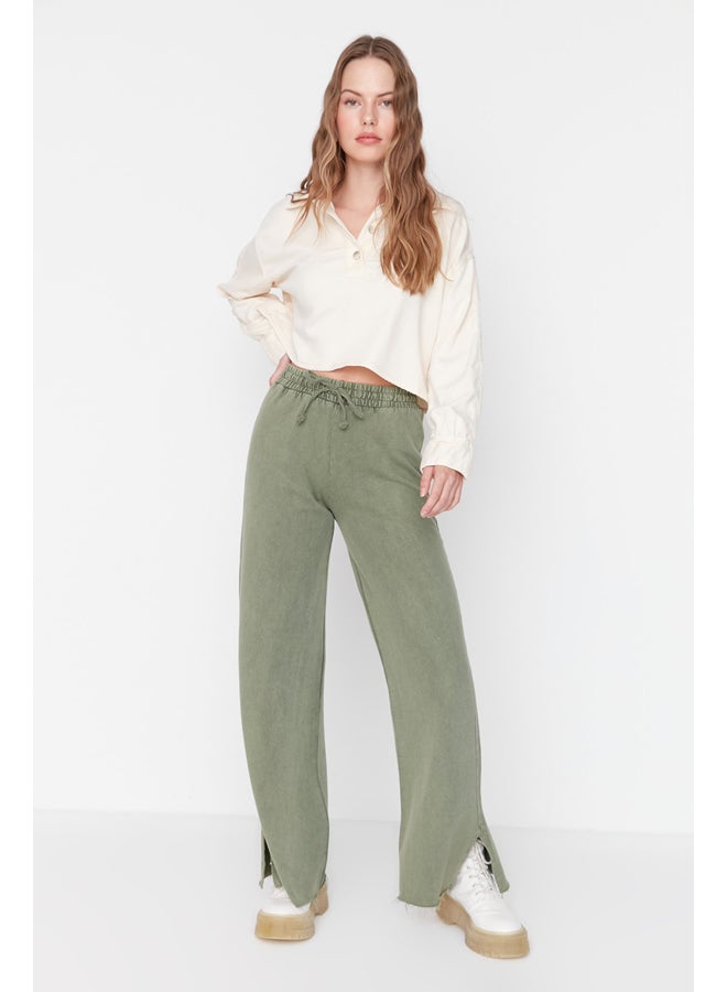 trendyol بنطال - كاكي - ساق واسعة - Image 1