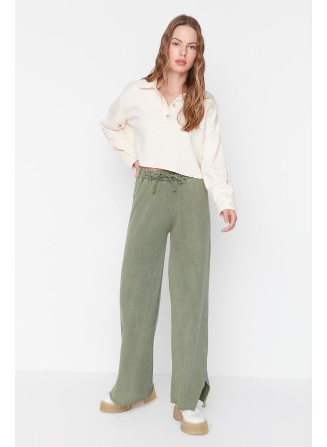 trendyol بنطال - كاكي - ساق واسعة - Image 2