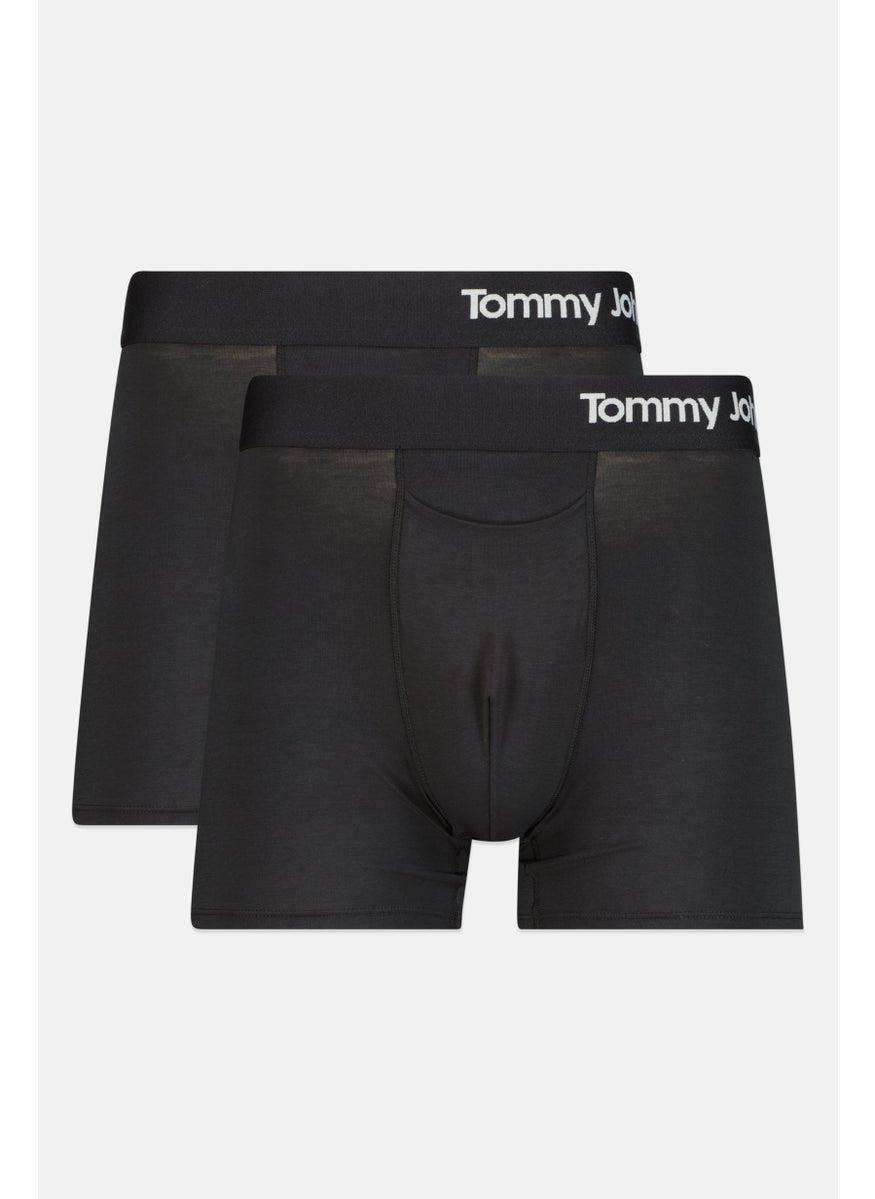 Tommy John - Men 2 Pieces 4 inseam Brand Logo Boxer Briefs, Black - Image 1