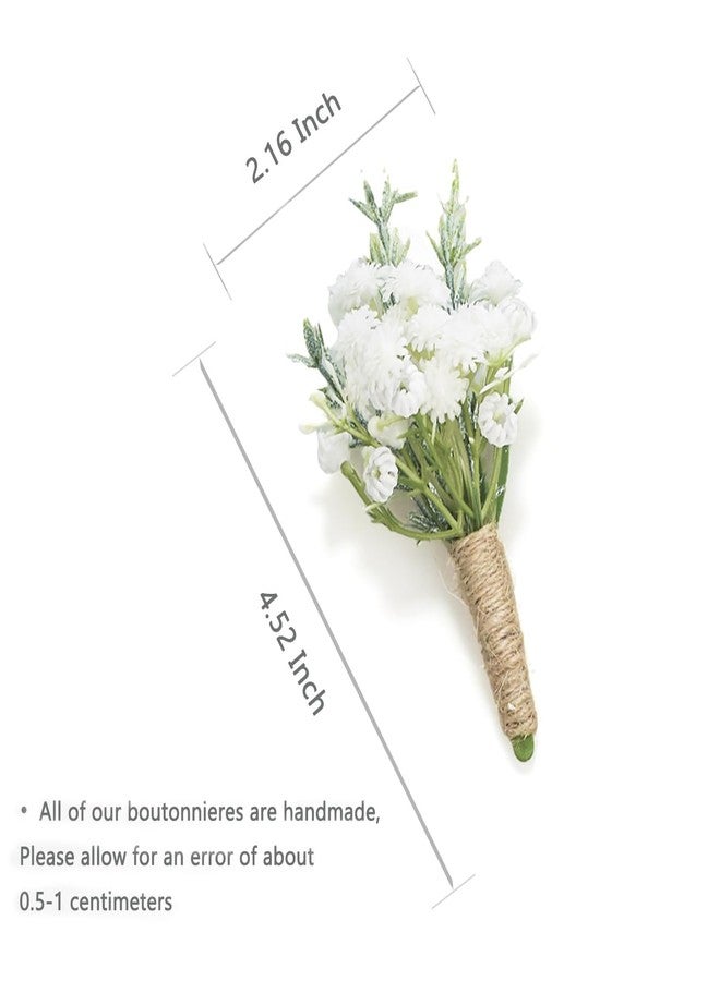 YSUCAU Baby Breath Boutonnieres for Men Wedding,Set of 2, Natural White Groom and Groomsmen Boutonniere with Pin for Rustic Fall Vintage Wedding, Prom and Homecoming - Image 5