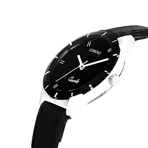 LORENZ AM-1 Black Analogue Leather Strap Couple Watch Combo - Image 4