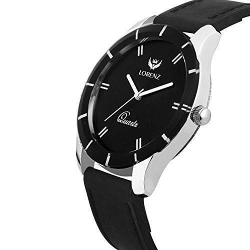 LORENZ AM-1 Black Analogue Leather Strap Couple Watch Combo - Image 5