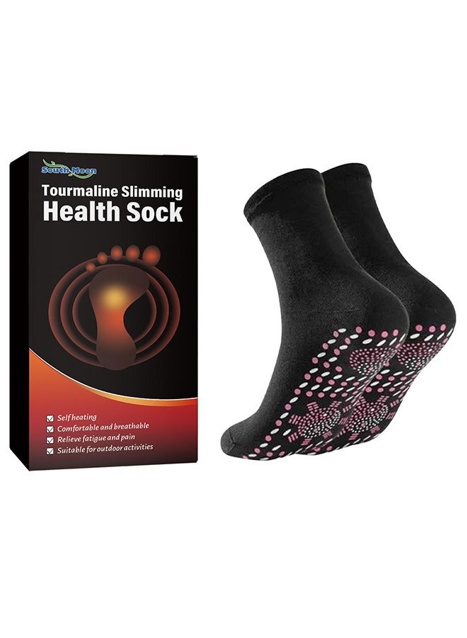 SOUTH MOON 1 Pair Self Heating Socks, Magnetic Socks, Heated Socks, Comfortable Breathable Magnetic Massage Socks for Men and Women Outdoor, Winter Cold Feet Camping Hiking Riding Motorcycle Warm Socks (Black) - Image 1