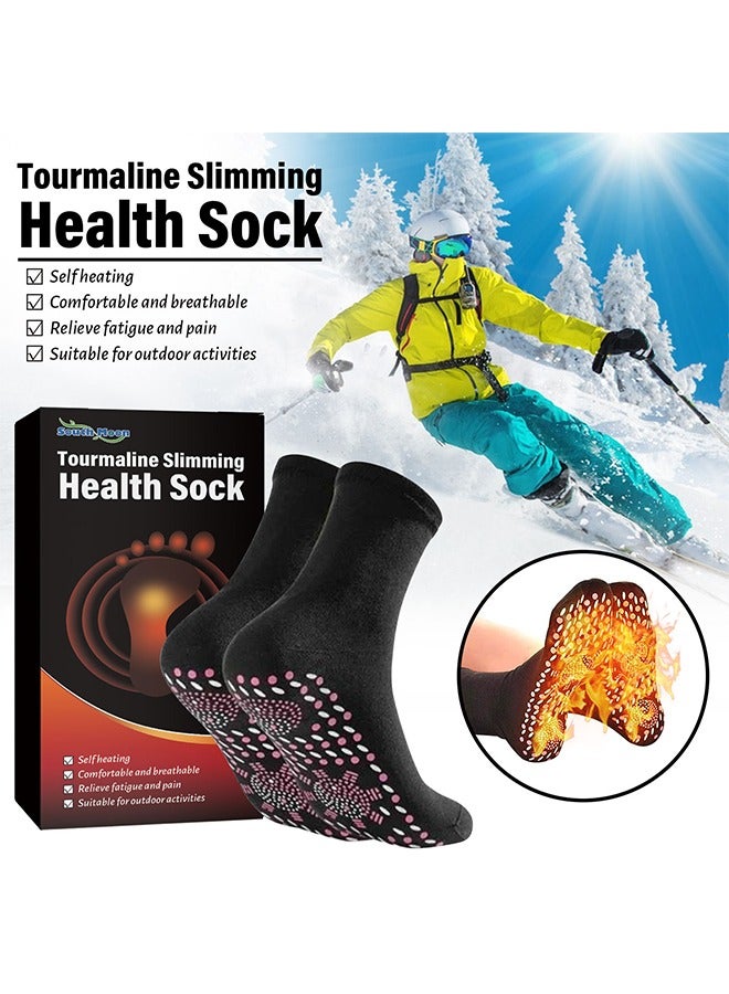 SOUTH MOON 1 Pair Self Heating Socks, Magnetic Socks, Heated Socks, Comfortable Breathable Magnetic Massage Socks for Men and Women Outdoor, Winter Cold Feet Camping Hiking Riding Motorcycle Warm Socks (Black) - Image 2