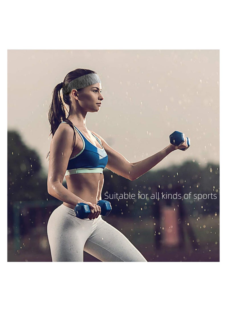 NOVOLAN Sports Headband 5 Pack Men Women Head Wrap Sweat Band Hairband Solid Color Fabric Headband Yoga Running Sports Elastic Band Hairband Non Slip Full Coverage, Sweat-Wicking 5 Colors - Image 5