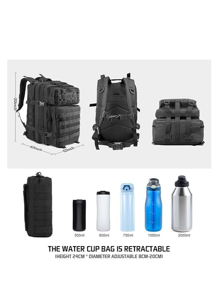 TRASSLE 45L Tactical Backpack for Men and Women, Large Waterproof Hiking Backpack,Outdoor Traveling Camping Rucksack Military Backpack with Cup holder - Image 5