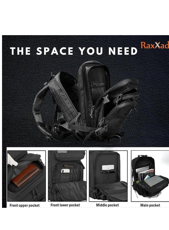 TRASSLE 45L Tactical Backpack for Men and Women, Large Waterproof Hiking Backpack,Outdoor Traveling Camping Rucksack Military Backpack with Cup holder - Image 2