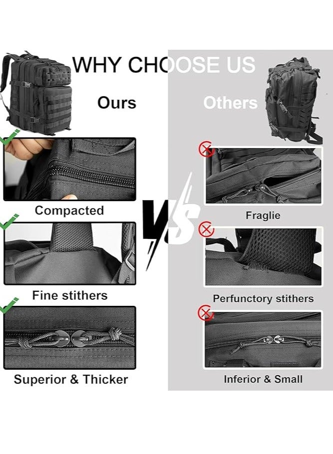 TRASSLE 45L Tactical Backpack for Men and Women, Large Waterproof Hiking Backpack,Outdoor Traveling Camping Rucksack Military Backpack with Cup holder - Image 3