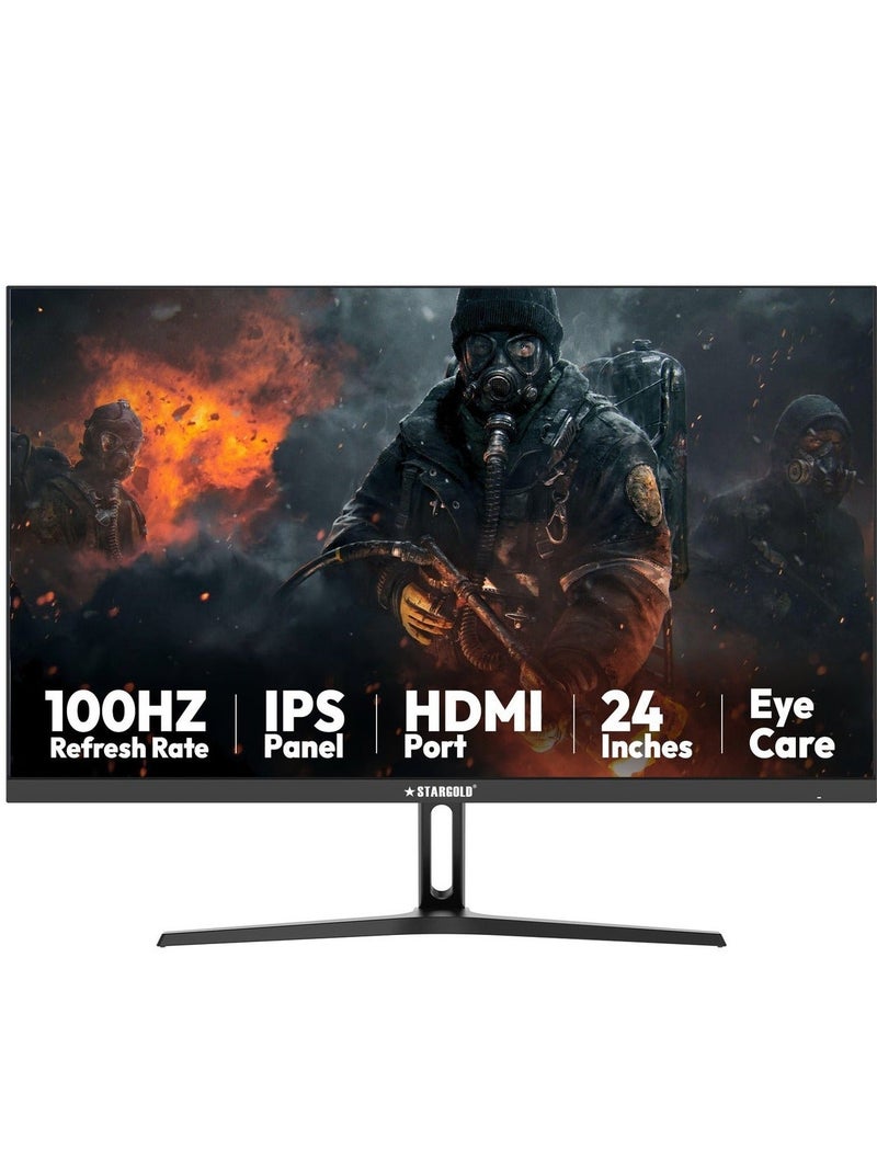 STARGOLD 24 Inch Full HD IPS Gaming Monitor 100Hz Frameless PC Monitor with HDMI, Eye Care and Anti Flicker Display - Image 1