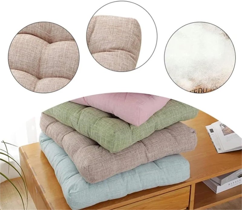 2 PCS Square Large Floor Pillow Seating Cushion Cotton Linen Thick for Adult Kids Pad Chair for Home for Adults(Green,53x53cm) - Image 4