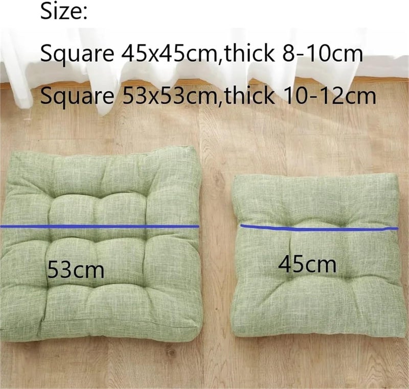 2 PCS Square Large Floor Pillow Seating Cushion Cotton Linen Thick for Adult Kids Pad Chair for Home for Adults(Green,53x53cm) - Image 3