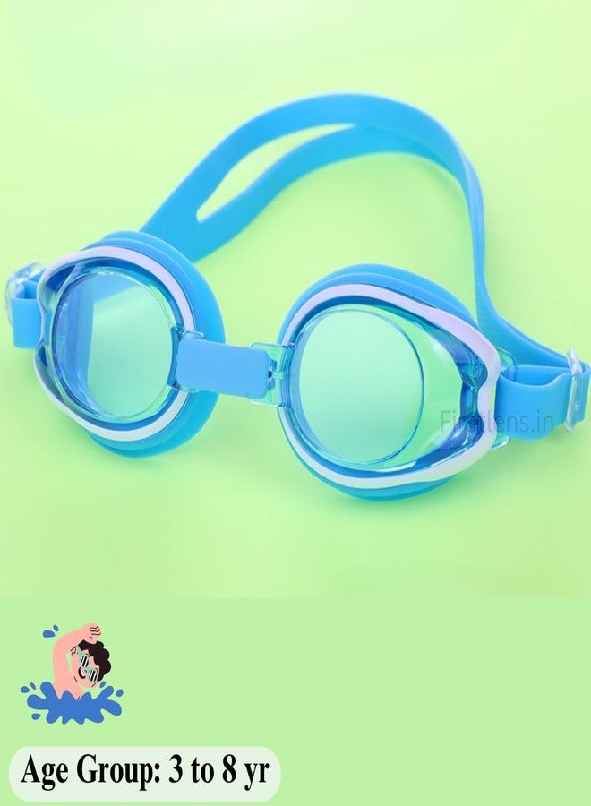 First Lens Junior Powered Swimming Goggles For Kids | AntiFog | Crystal Clear Vision | UV Protction - 007 - (-2.00 Power) - Blue Age (3 to 8) - Image 2