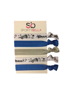 Sportybella Cheer Hair Ties Blue Hair Accessories For Girls Women Teens  Kids No Crease No Tug Elastic Hair Ties Set Ponytail Holders for Cheerleaders Cheer Teams  Coaches 5pcs