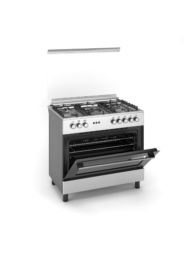 DAEWOO Freestanding 90X60CM Gas Cooker with 5 Burners, Roastery Spit & Full Safety Cast Iron Pan Support, Stainless Steel, Separate Knob for Oven & Grill, DGC-S965MSS 1Year Warranty, Made In Turkey - Image 2