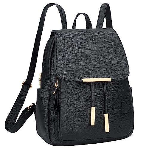 KKXIU Trendy Leather Backpack Purse for Women and Ladies Shoulder Travel Daypacks Bags (A-Black) - Image 1