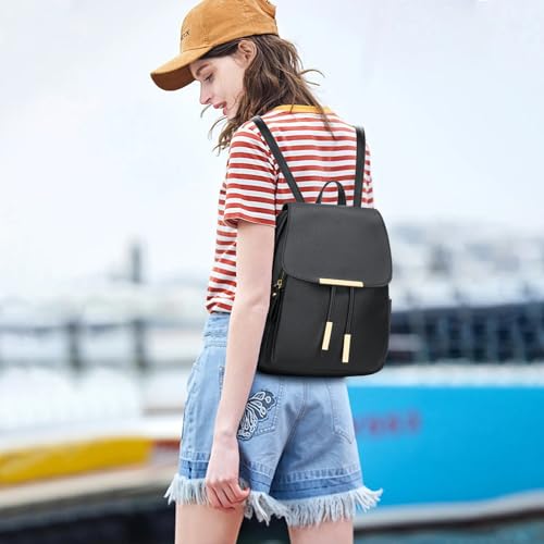KKXIU Trendy Leather Backpack Purse for Women and Ladies Shoulder Travel Daypacks Bags (A-Black) - Image 2