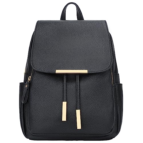 KKXIU Trendy Leather Backpack Purse for Women and Ladies Shoulder Travel Daypacks Bags (A-Black) - Image 3