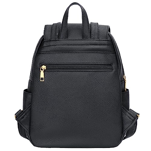 KKXIU Trendy Leather Backpack Purse for Women and Ladies Shoulder Travel Daypacks Bags (A-Black) - Image 5
