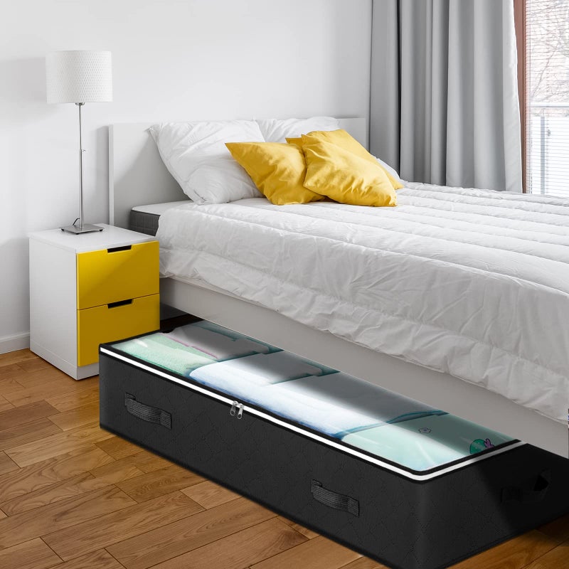 Budding Joy 6 Pack Under Bed Storage Containers Organizer, Large Capacity Underbed Clothes Storage Bins, Bedroom Organization and Storage, Foldable Storage Bags for Clothes Pillow Blankets Bedding - Image 5