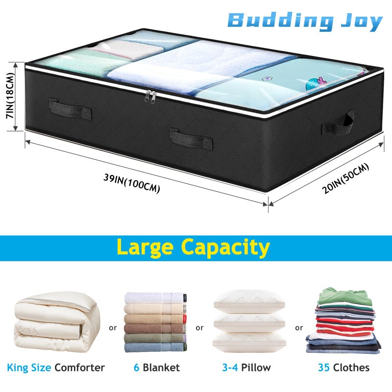 Budding Joy 6 Pack Under Bed Storage Containers Organizer, Large Capacity Underbed Clothes Storage Bins, Bedroom Organization and Storage, Foldable Storage Bags for Clothes Pillow Blankets Bedding - Image 2