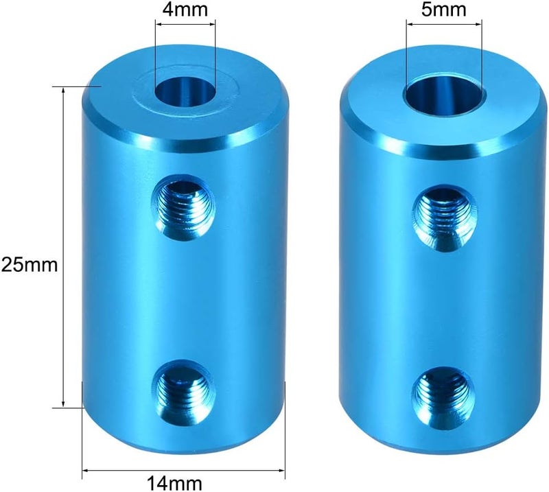 uxcell 4mm to 5mm Bore Rigid Coupling Set Screw L25XD14 Aluminum Alloy,Shaft Coupler Connector for 3D Printers, Motor Accessories,Blue - Image 2