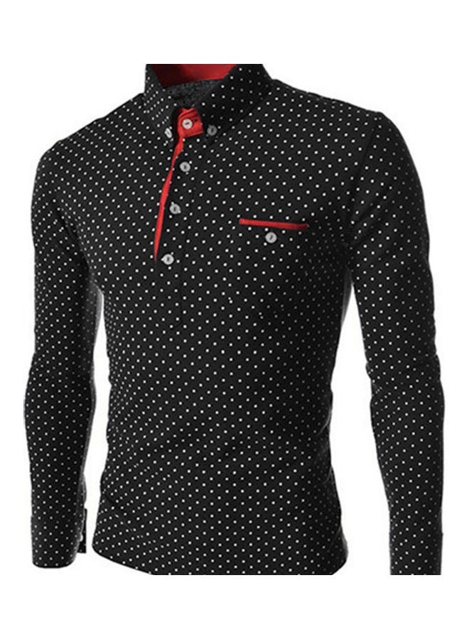 NIBEMINENT Polka Dot Printed Shirt Black - Image 1