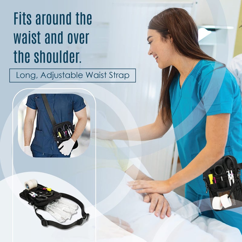 First Lifesaver 4-in-1 Nurse Fanny Pack with Medical Gear Pockets, Tape Holder, and Utility Storage for Stethoscopes, Bandage Scissors, and Emergency Supplies, Student and Nurse Use (Black) - Image 5